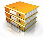 three documents folders stack, over white background