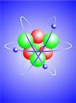 A vector illustration of a lithium atom with a neucleus of four neutrons and three protons with three orbiting electronis