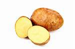 Raw potato  isolated on a white background.