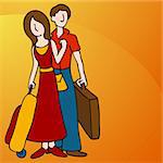 An image of a man and woman with luggage.