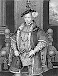 Edward VI (1537-1553) on engraving from 1840. King of England and Ireland during 1547-1553. Engraved by H.T.Ryall after a painting by Holbein and published by the London Printing and Publishing Company.