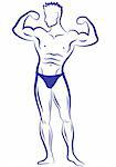 body builder muscle man, vector sketch