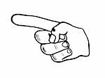 Illustration of a black and white Pointing hand