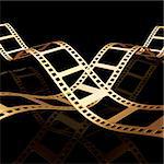 3d rendered illustration of a golden strip film