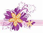 Pink and yellow floral banner. This image is a vector illustration.