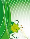 Abstract green background with a flower. Vector illustration. Vector art in Adobe illustrator EPS format, compressed in a zip file. The different graphics are all on separate layers so they can easily be moved or edited individually. The document can be scaled to any size without loss of quality.