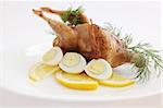 baked quail with the lemon and the eggs