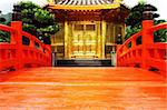 oriental golden pavilion of Chi Lin Nunnery and Chinese garden, landmark in Hong Kong .