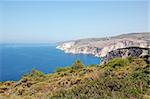 Rocky coastline and the ionian sea as seen from cape Keri, Zakynthos, Greece.