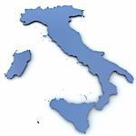 Map of Italy rendered with shadow