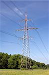High voltage electric lines and pylon.