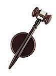 Top view of judge gavel isolated on white background