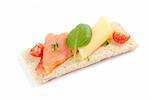 Dietetic sandwich crispbread healthy breakfast photo white background