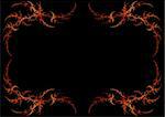 Fiery red and orange fractal frame or border with black copy space.