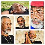 Senior African man - collage with different portraits.