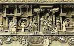 Chinese old story stone carving with group people.