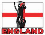 illustration of Rugby player catching lineout throw ball with England flag in background
