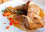 juicy steak veal - beef meat with tomato