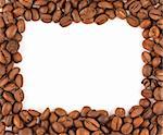 Frame made of coffee beans isolated on white