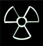 Illustration the warning symbol of radioactive hazard isolated on black background - vector