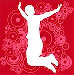 young man jump on the abstract background - vector