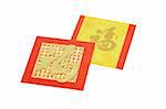 Square shape Chinese New Year red packets on white background