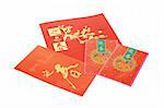 Chinese New Year card and red packets - welcoming spring festival