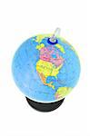 Plastic globe showing North American continent isolated on white background