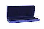 Open empty blue rectangular shape gift box on white background