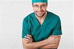 Portrait of a surgeon on white background