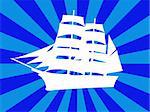 ship silhouette with background - vector