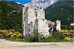 Sentry serf tower on coast, Ruins, Near  Sacred Pavel's orthodox monastery, Athos, Halkidiki, Greece