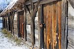 Authentic vintage wooden door on original log cabin