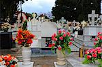 White Tombstones Of Greek Orthodox Cemetery In Rhodes