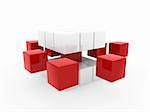 3d cube red white square business concept puzzle