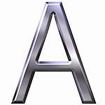 3d silver letter A isolated in white