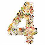 Number 4 Four with Food Collage Concept Art
