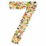 Number 7 Seven with Food Collage Concept Art