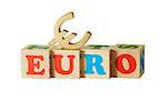 alphabet wood blocks forming the word Euro isolated on a white background