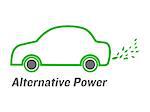 vector alternative power car with green leaves  emissions