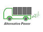 vector alternative power truck with green leaves  emissions