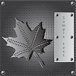 metal shield maple leaf  background with rivets