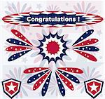 American congratulations theme banners patriotic star set