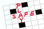 Play Safe text in a cross word puzzle