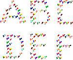 Alphabet letters font made of flags in heart