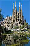 Facade Sagrada Familia Barcelona Spain, belongs to the work of Gaudí, without cranes
