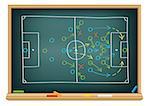 The soccer tactic strategy on the school blackboard
