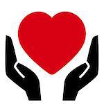 Black hands holding red heart icon