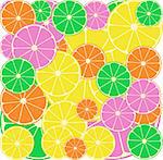 Citrus segments seamless background wallpaper. Orange, lemon, lime, grapefruit