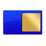 SIM card dark blue colour on a white background